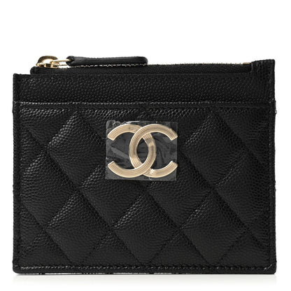 Chanel Caviar Quilted CC Zip Card Holder Black 1 of 8