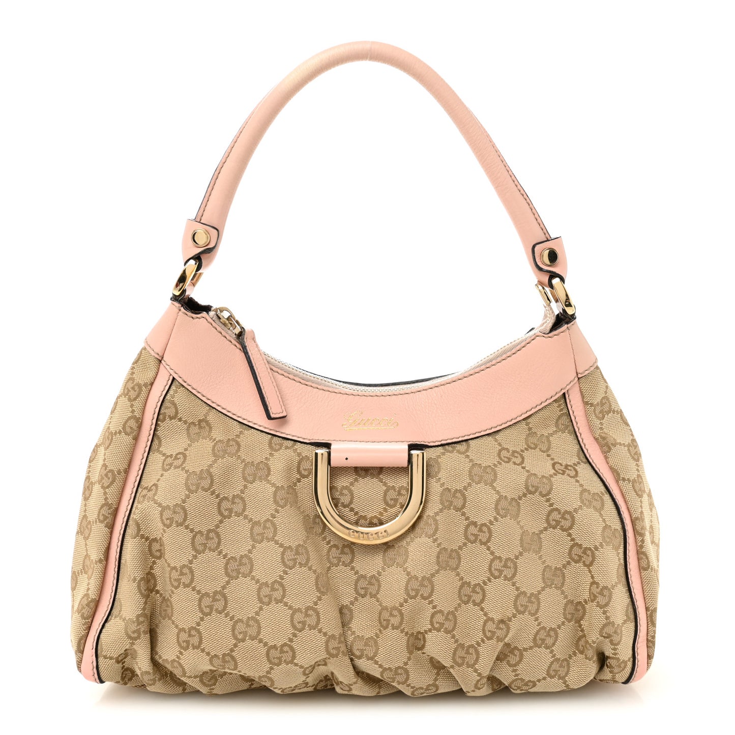 Monogram Medium D Gold Ring Hobo Pink