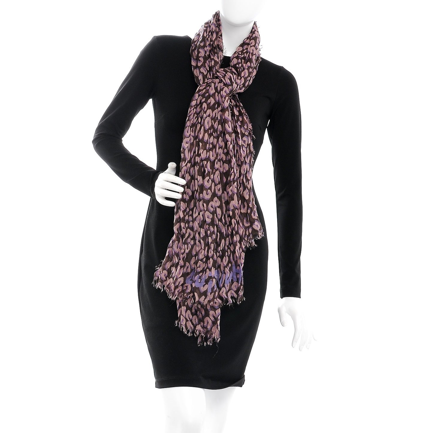 Cashmere Silk Leopard Etole Stole Mauve