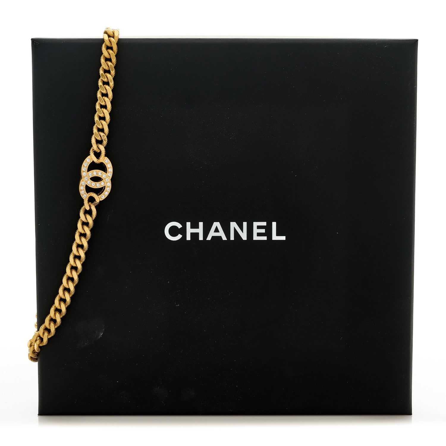 Chanel Crystal Chain Link CC Choker Necklace Gold 5 of 5