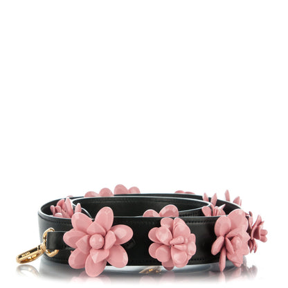 Prada Calfskin Plexiglass Flower Shoulder Strap Black Pink 1 of 6