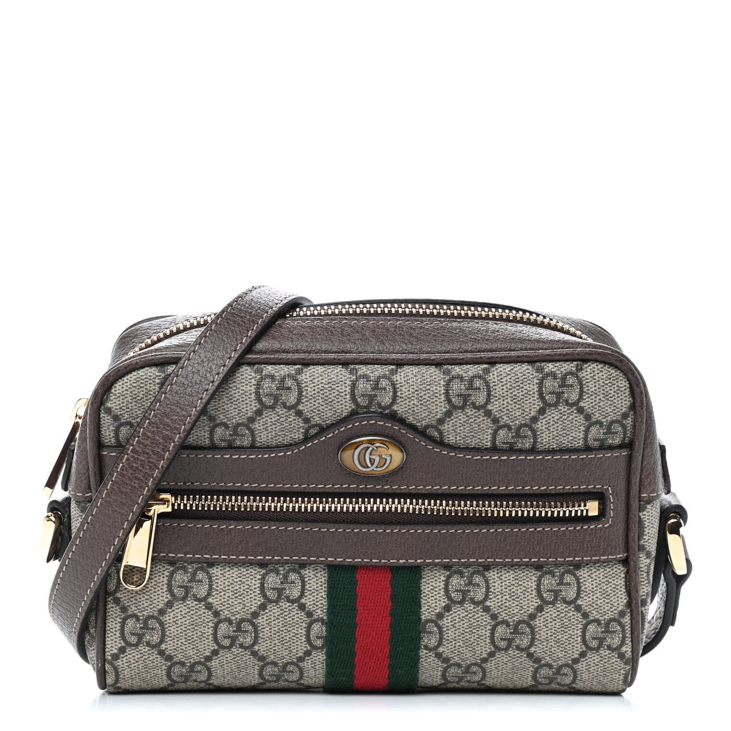 GG Supreme Monogram Web Mini Ophidia Shoulder Bag Brown