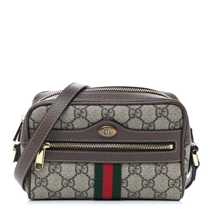 Gucci GG Supreme Monogram Web Mini Ophidia Shoulder Bag Brown 1 of 9