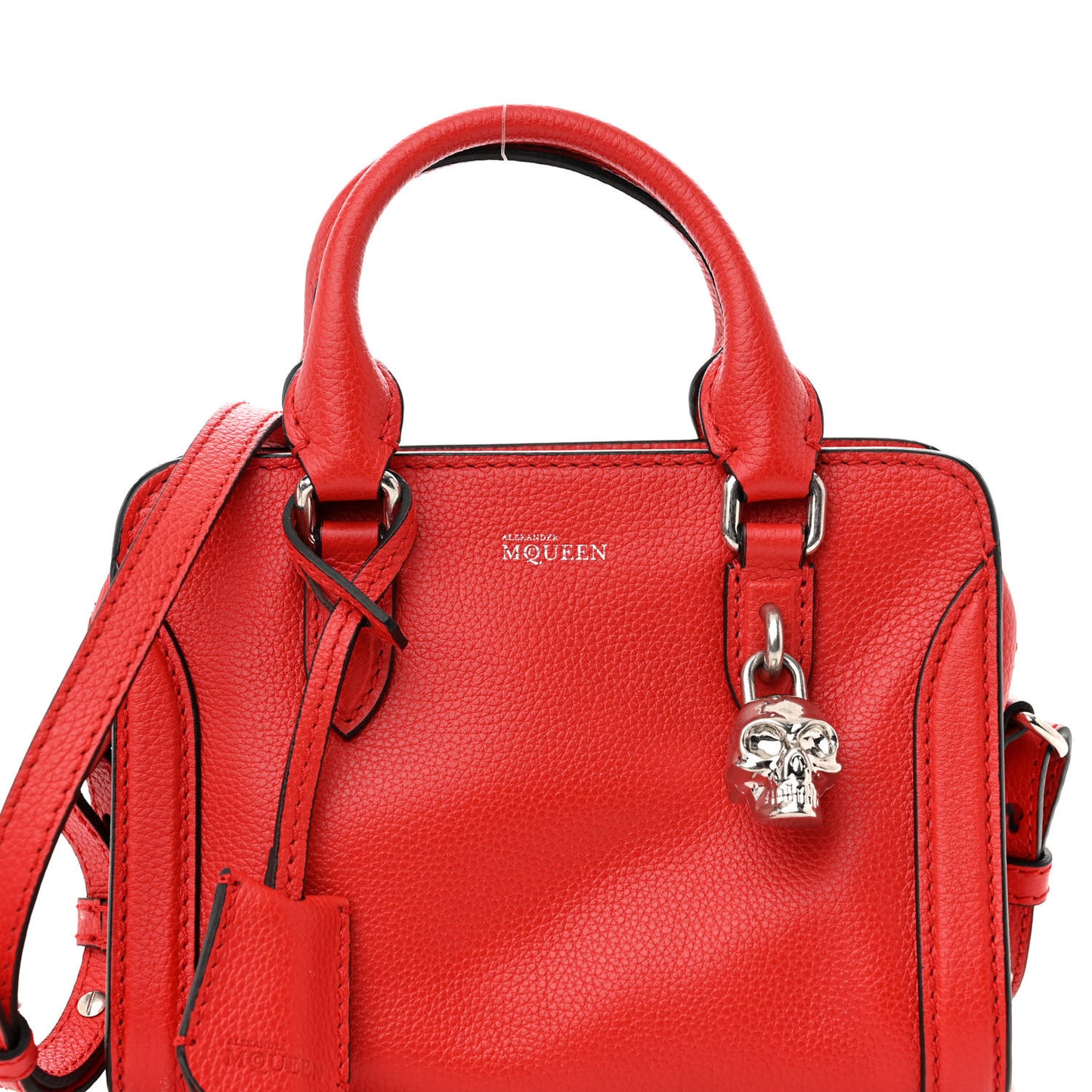 Pebbled Calfskin Mini Padlock Tote Red