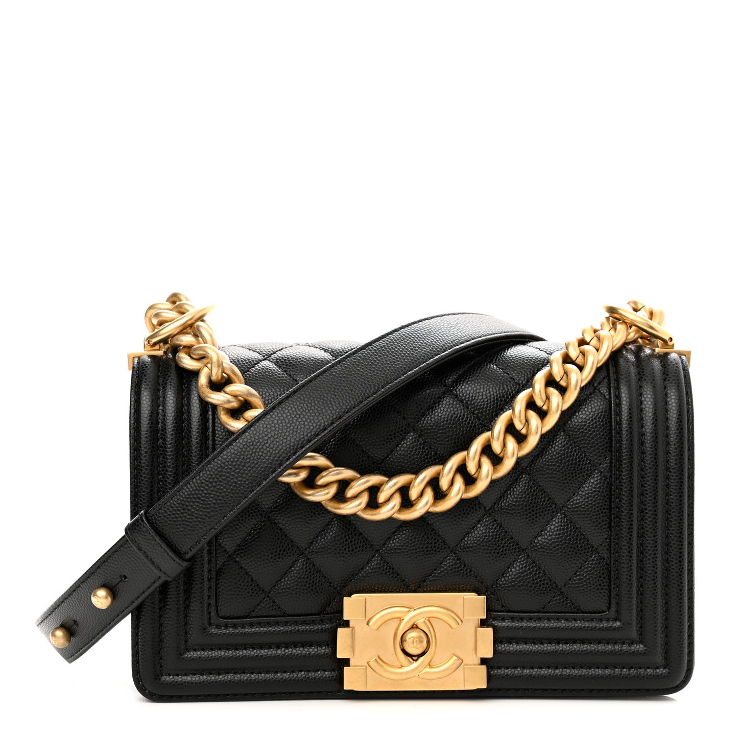 Caviar Quilted Small Boy Flap Black