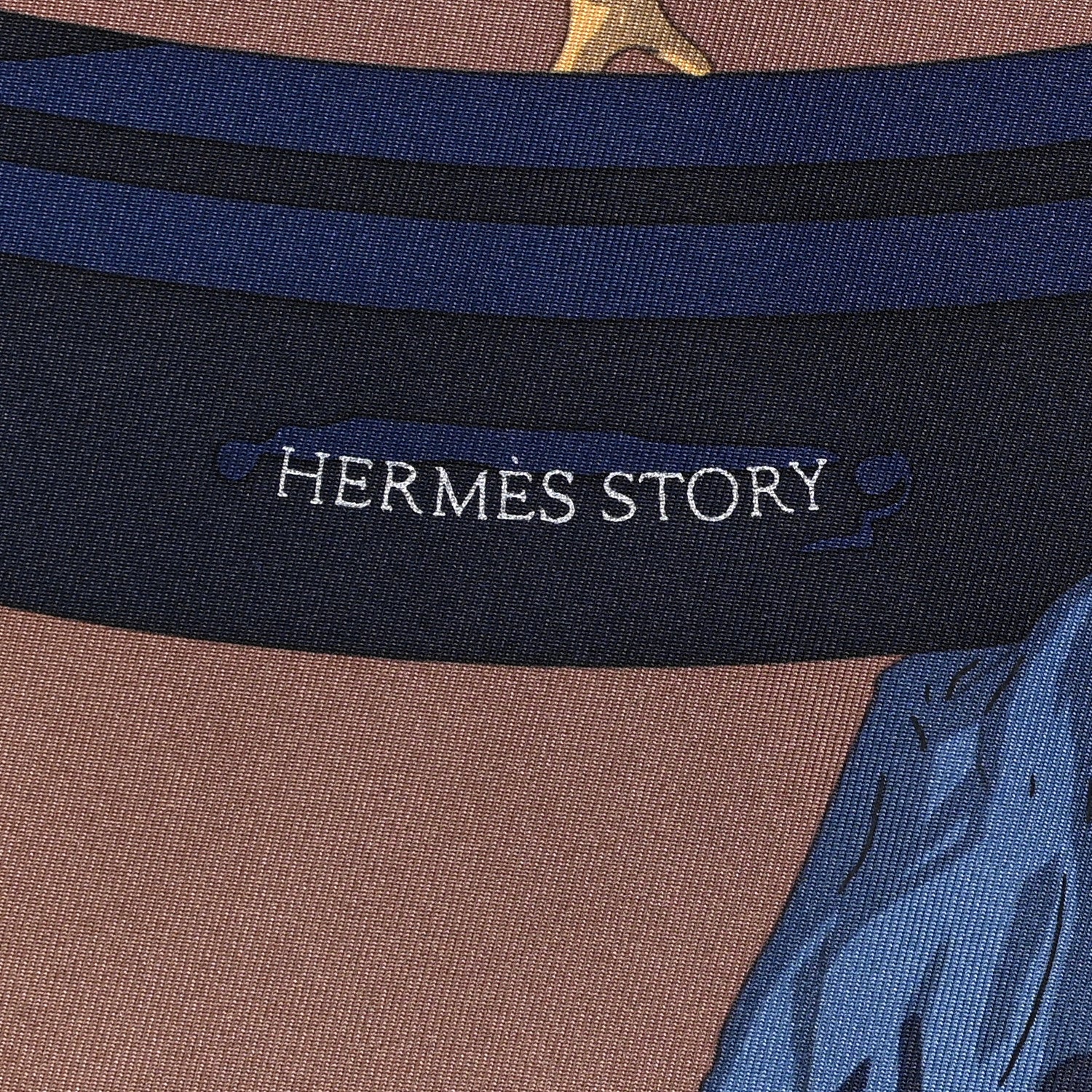 Hermes Silk Hermes Story Scarf 90 Marron Glace Bleu 2 of 4