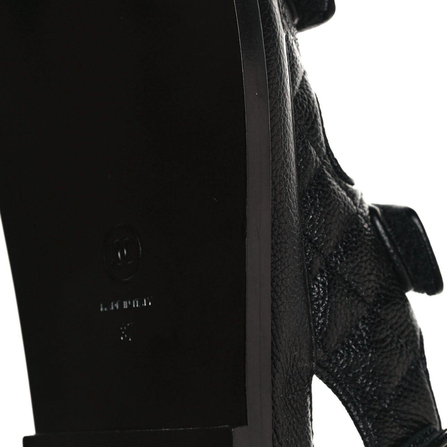Grained Calfskin Velcro Dad Sandals 37 Black