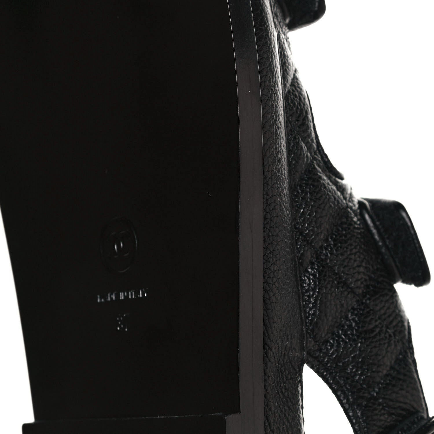 Chanel Grained Calfskin Velcro Dad Sandals 37 Black 6 of 10