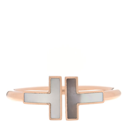 Tiffany 18K Rose Gold Mother of Pearl T Wire Ring 58 8.25 1 of 5