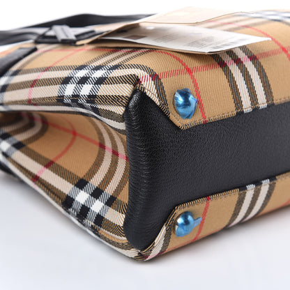 Burberry Goatskin Vintage Check Small Banner Tote Black 8 of 9