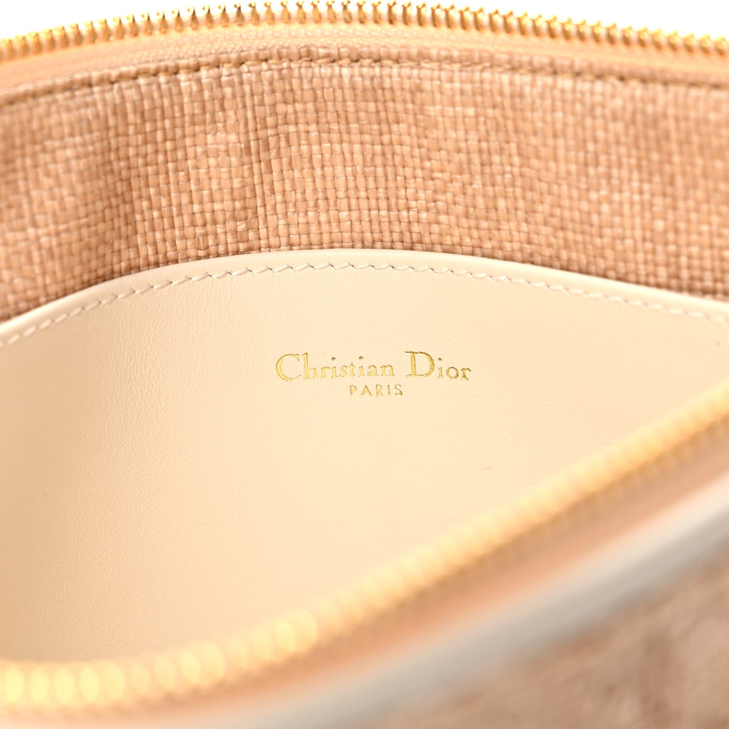 Christian Dior Raffia Cannage Large Caro Daily Zipped Pouch Natural 6 of 6