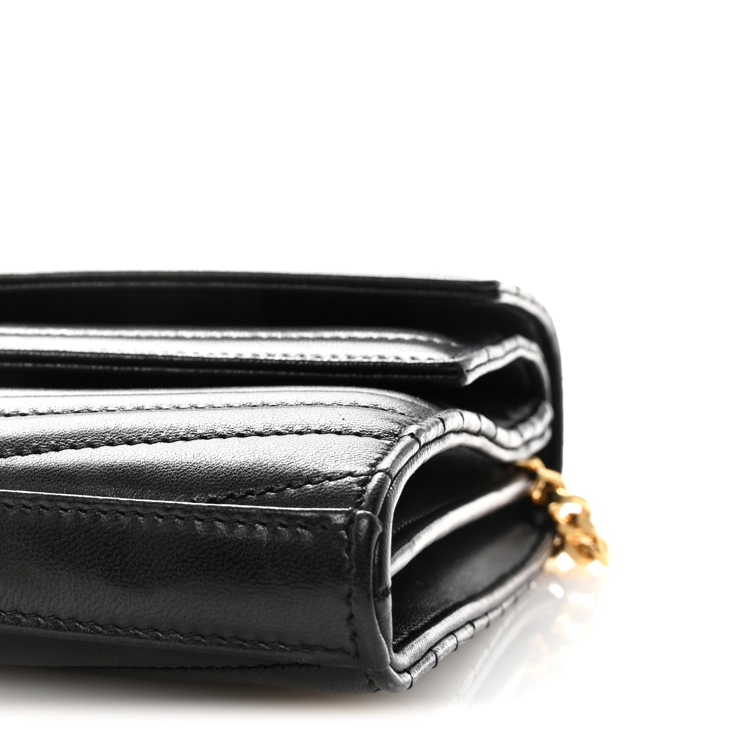 Saint Laurent Lambskin Matelasse Chevron Monogram Sulpice Chain Wallet Black 9 of 10