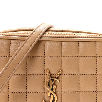 Saint Laurent Lambskin Carre Quilted Cassandre Mini Camera Bag Natural Tan 7 of 10