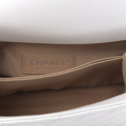 Chanel Iridescent Caviar Chevron Quilted Mini Coco Handle Flap White 8 of 12