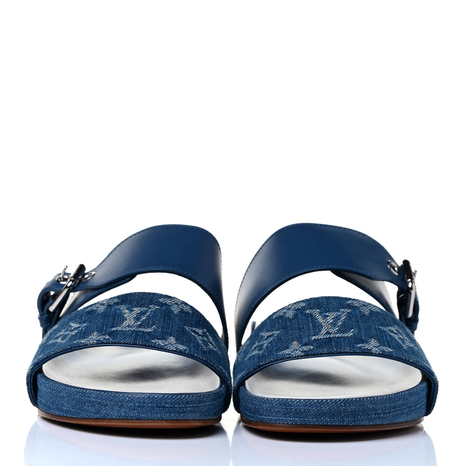 Louis Vuitton Monogram Denim Bom Dia Flat Mule Sandals 38 Blue 3 of 8