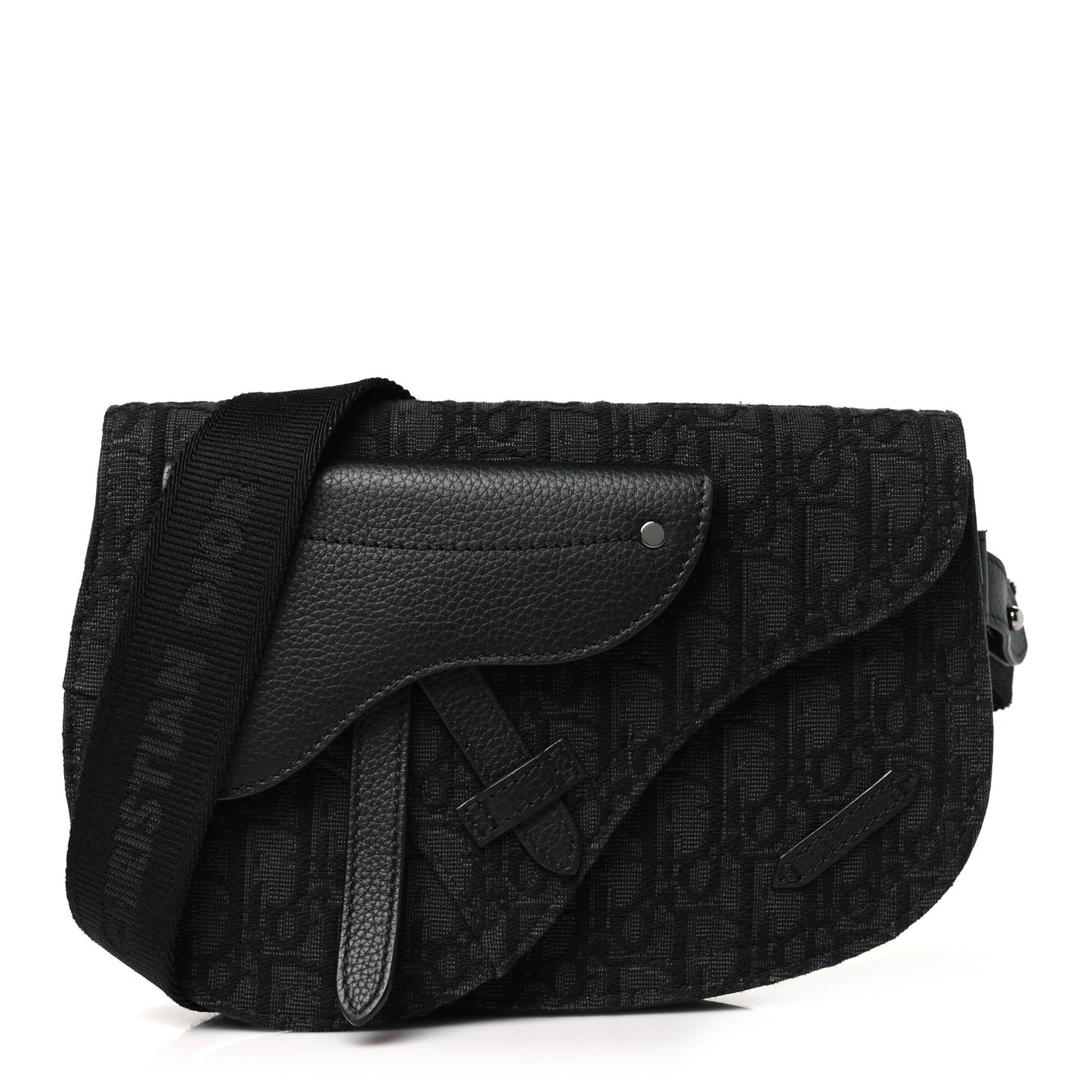 Oblique Saddle Messenger Pouch Black