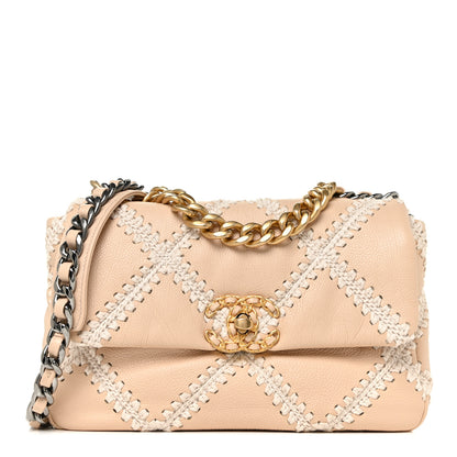 Chanel Calfskin Crochet Medium Chanel 19 Flap Beige 1 of 15