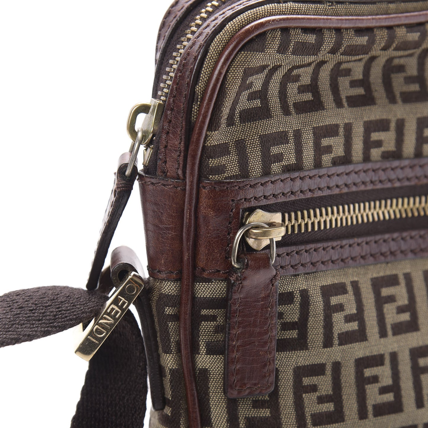 Zucchino Vitello Crossbody Messenger Mogano Panna Bruciato