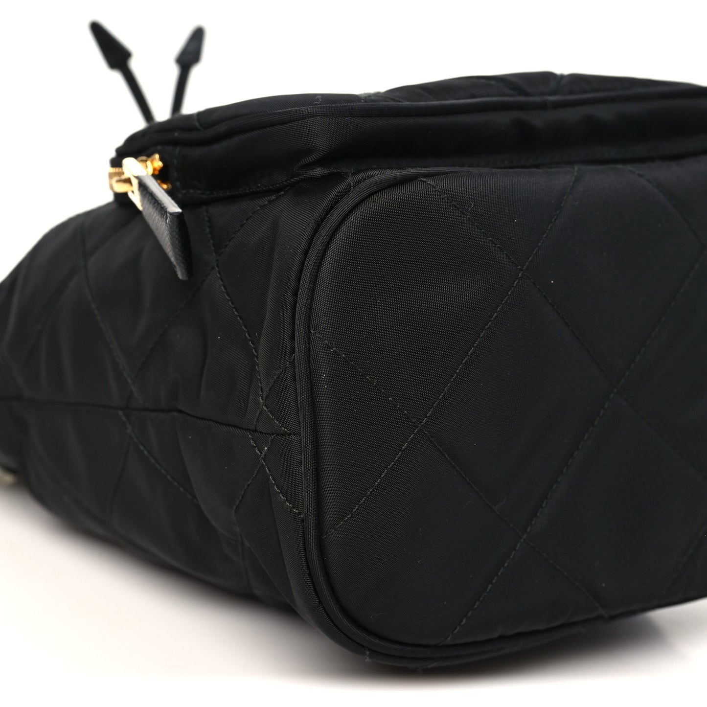 Re-Nylon Saffiano Stitched Re-Edition 1995 Chaine Drawstring Bucket Bag Black