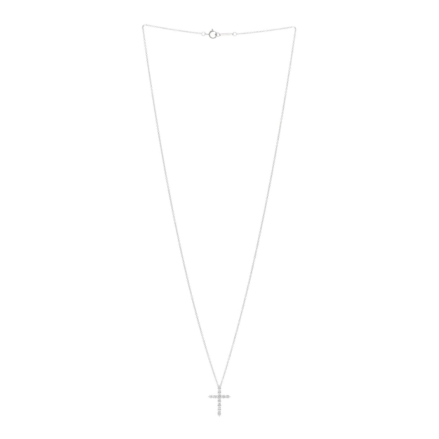 Platinum Diamond Small Cross Pendant Necklace