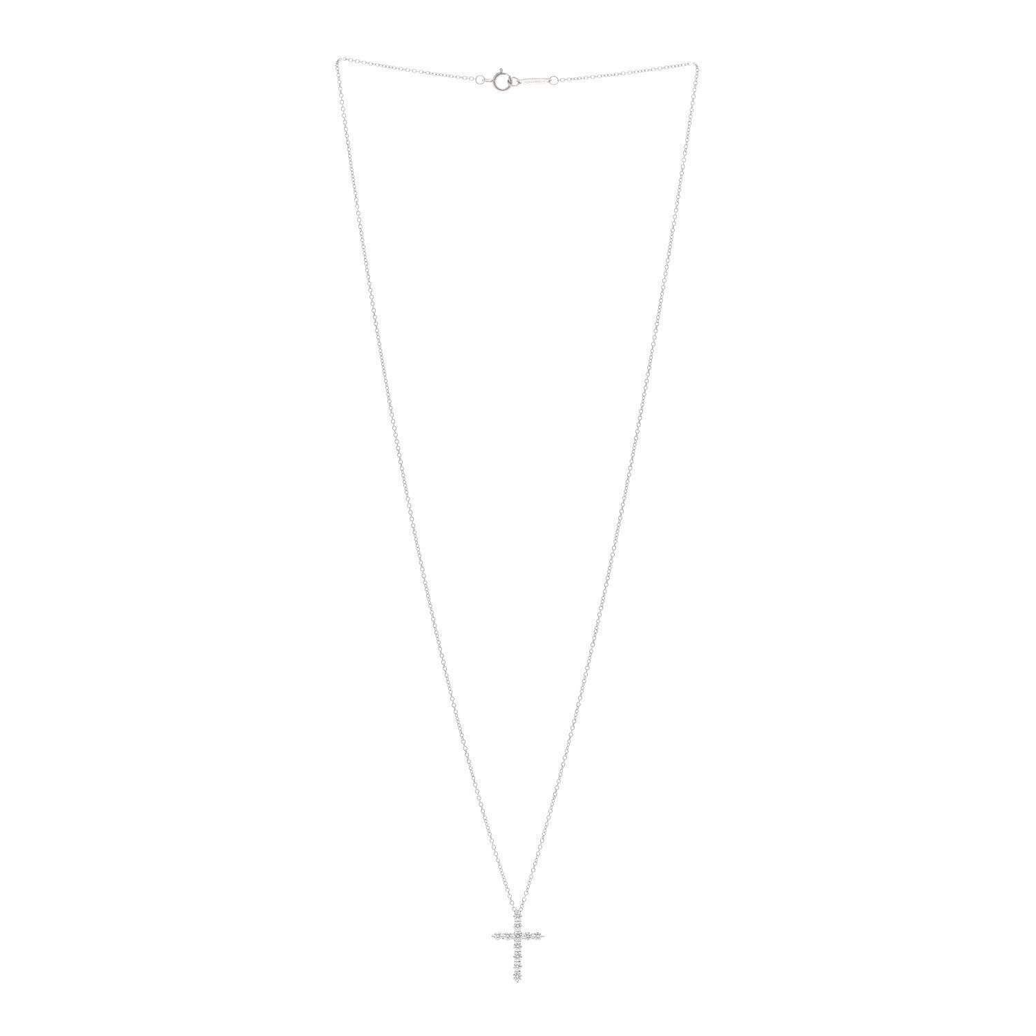 Tiffany Platinum Diamond Small Cross Pendant Necklace 3 of 5