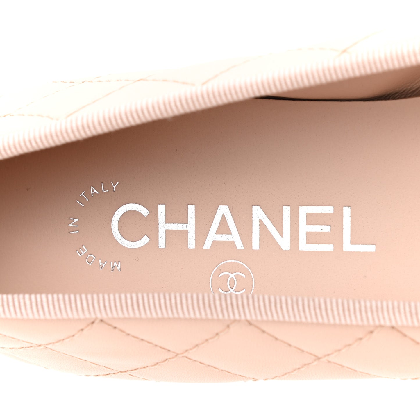 Lambskin Quilted Cap Toe Ballerina Flats 37.5 Beige