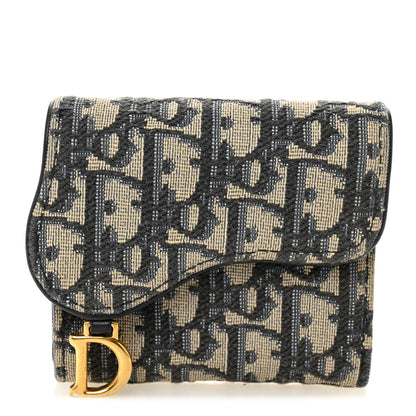 Christian Dior Oblique Saddle Lotus Wallet Blue 1 of 7