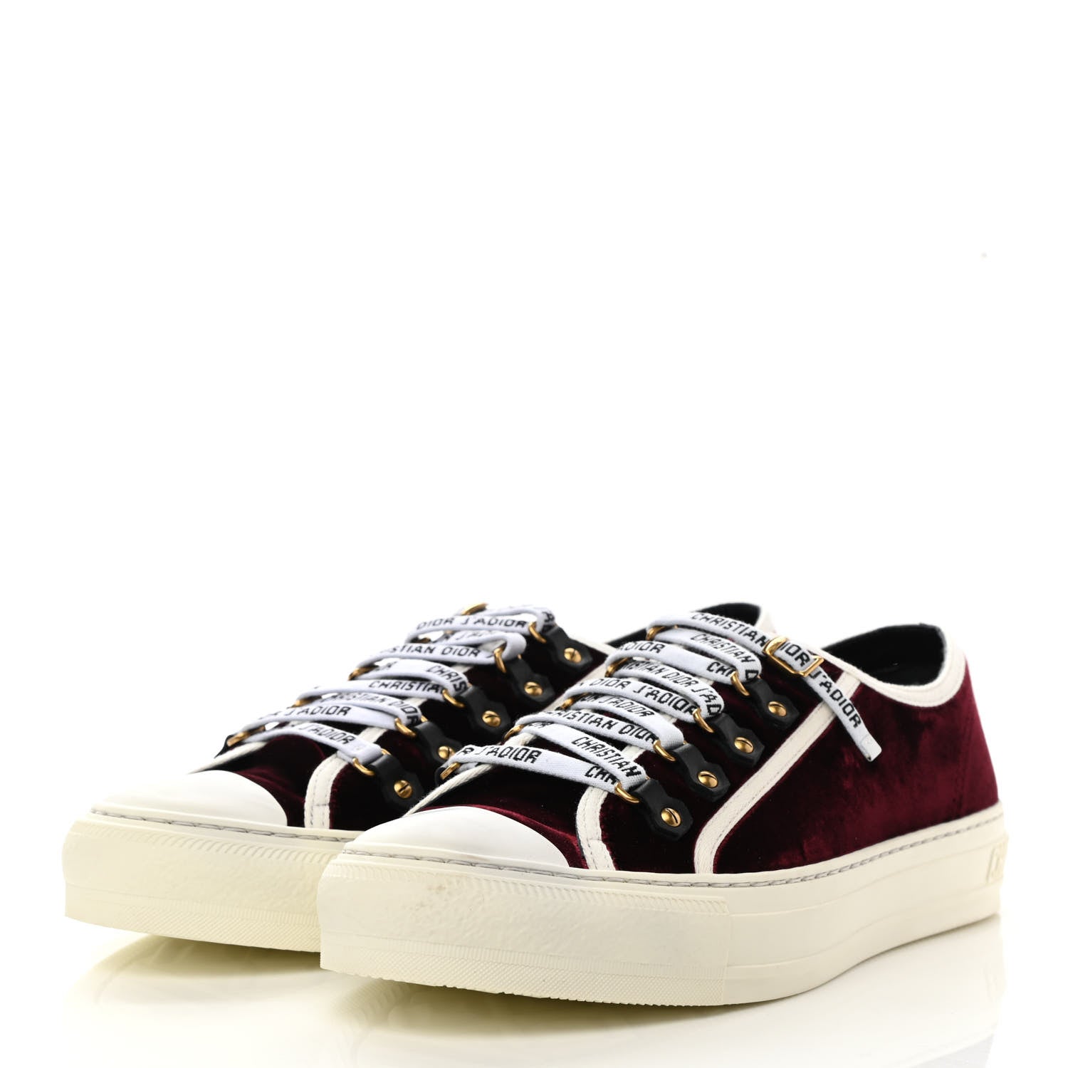 Christian Dior Velvet Walk'N'Dior Low Top Sneakers 41 Deep Amaranth 3 of 9