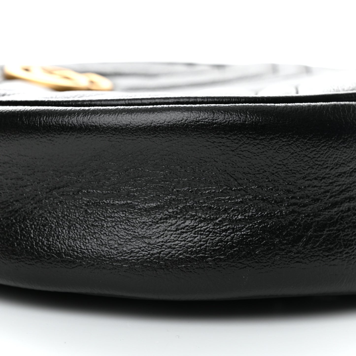 Azalea Calfskin Matelasse Heart Mini GG Marmont Round Shoulder Bag Black