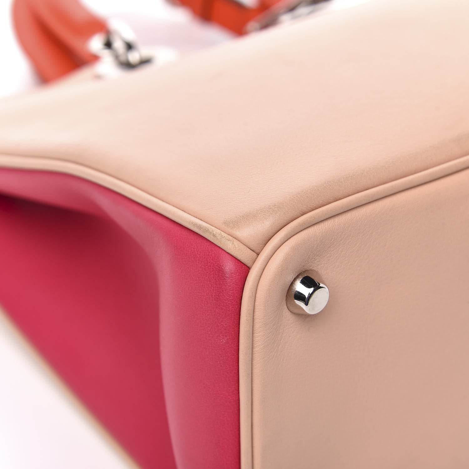 Christian Dior Smooth Calfskin Medium Tri-Color Diorissimo Tote Pink Fuchsia Orange 9 of 12