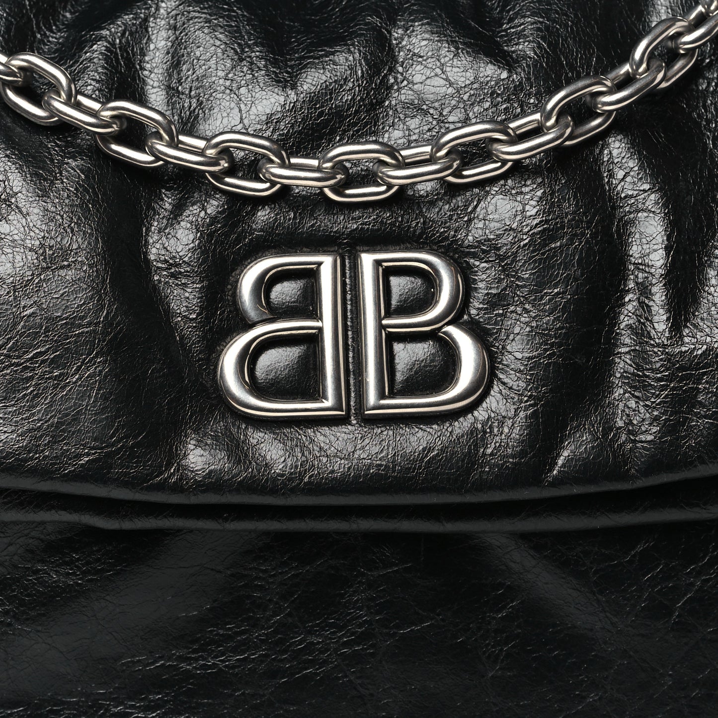 Arena Calfskin Medium Monaco Chain Shoulder Bag Black