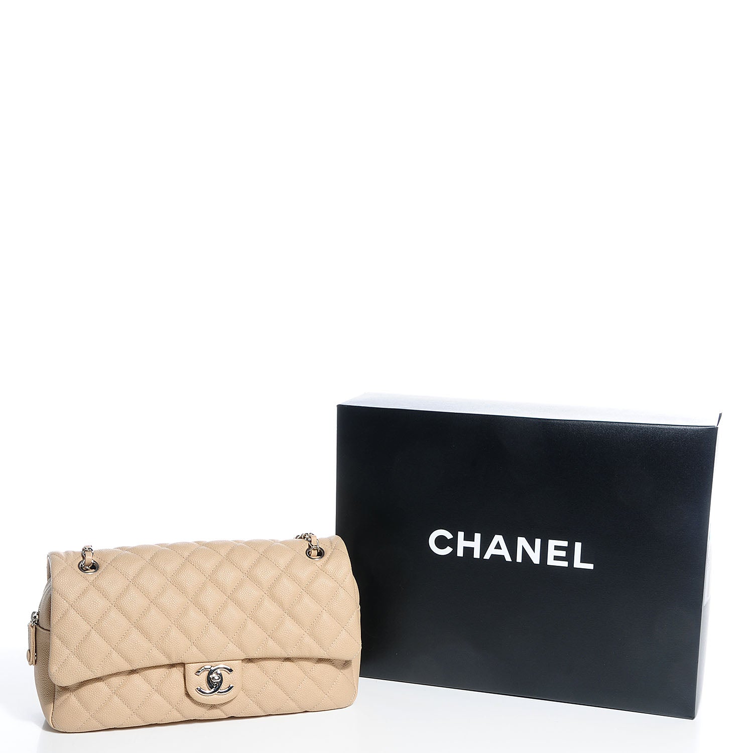 Chanel Caviar Jumbo Easy Flap Beige 5 of 9