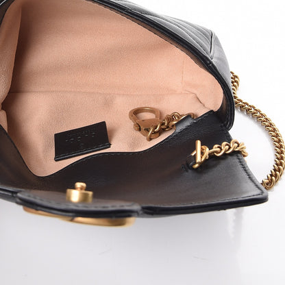 Gucci Calfskin Matelasse Super Mini GG Marmont Shoulder Bag Black 6 of 10
