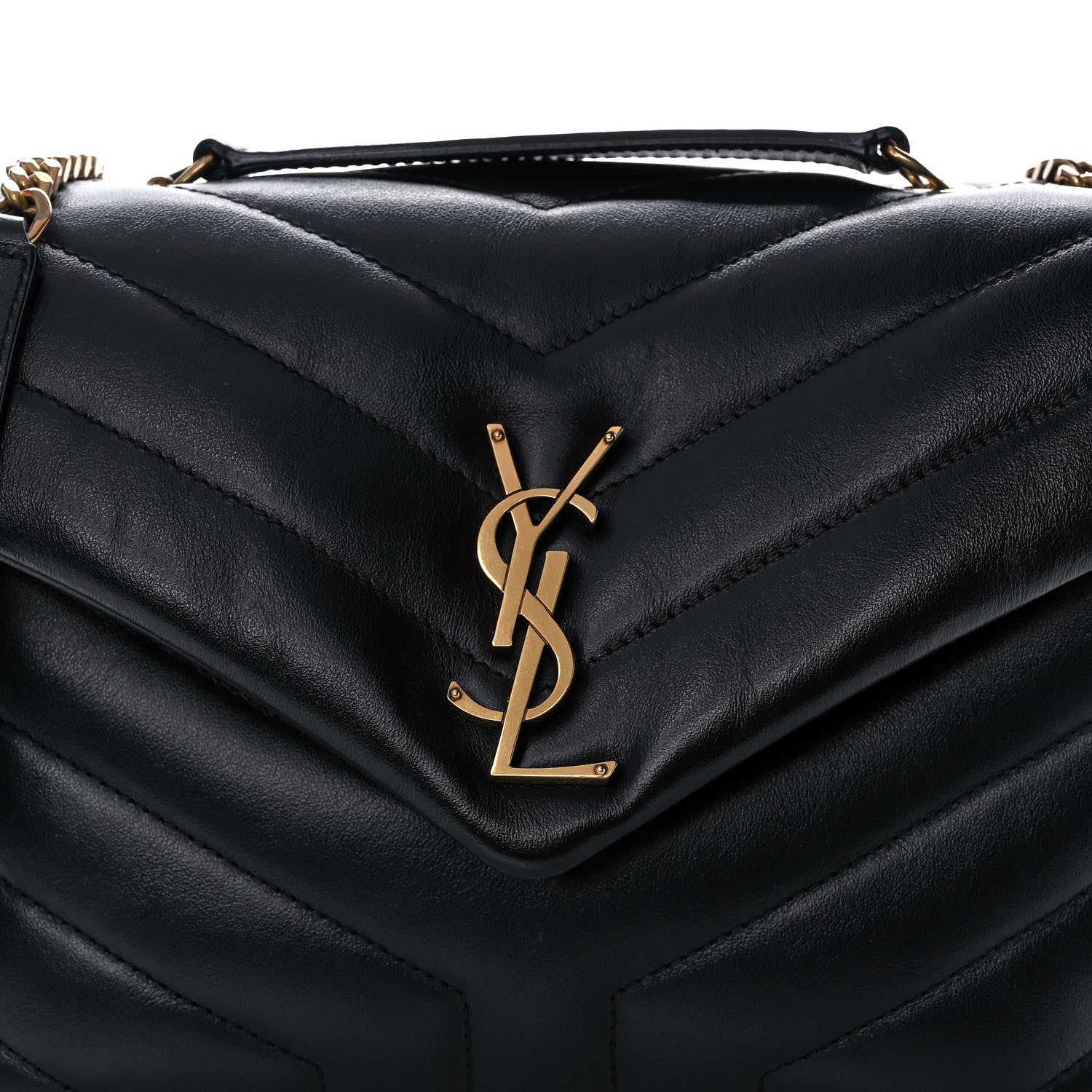 Saint Laurent Calfskin Y Quilted Monogram Small Loulou Chain Satchel Black 8 of 11