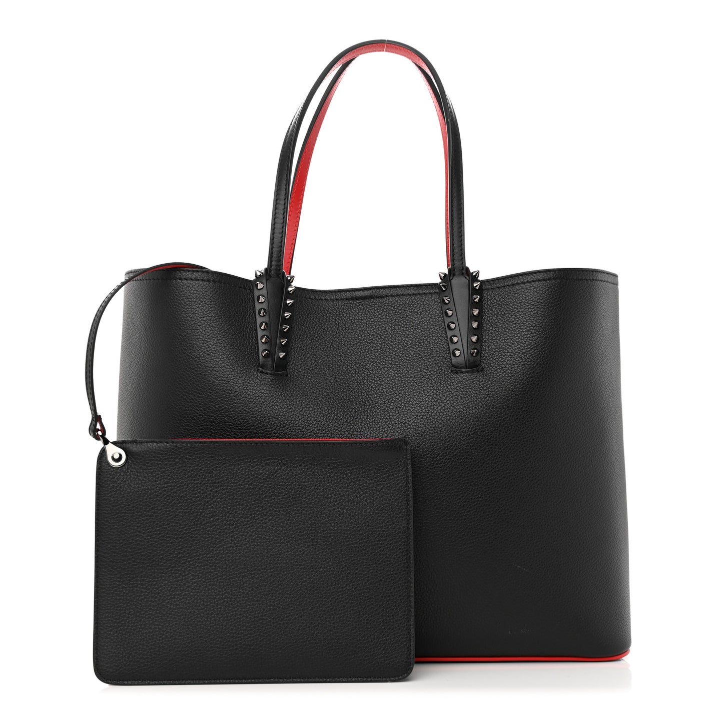 Calfskin Empire Spikes Small East West Cabata Tote Black