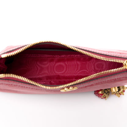 Gucci Sequin Textured Dollar Calfskin Strawberry Small Ophidia GG Handbag Red 5 of 10