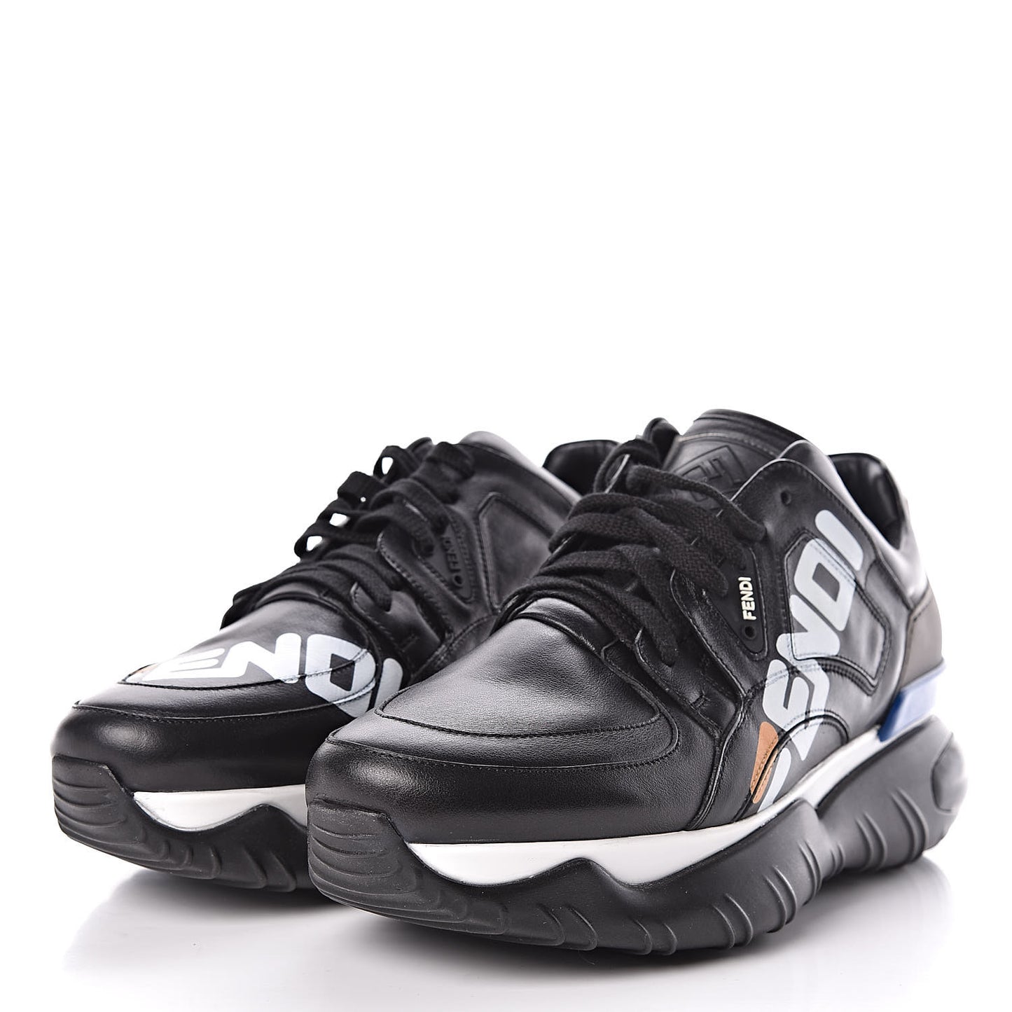 X FILA Vitello Mania Painted Mens Chunky Sneakers 9 Black Zucca White Ice