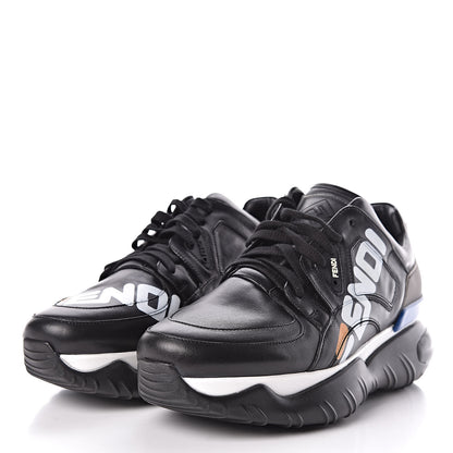 Fendi X FILA Vitello Mania Painted Mens Chunky Sneakers 9 Black Zucca White Ice 3 of 8