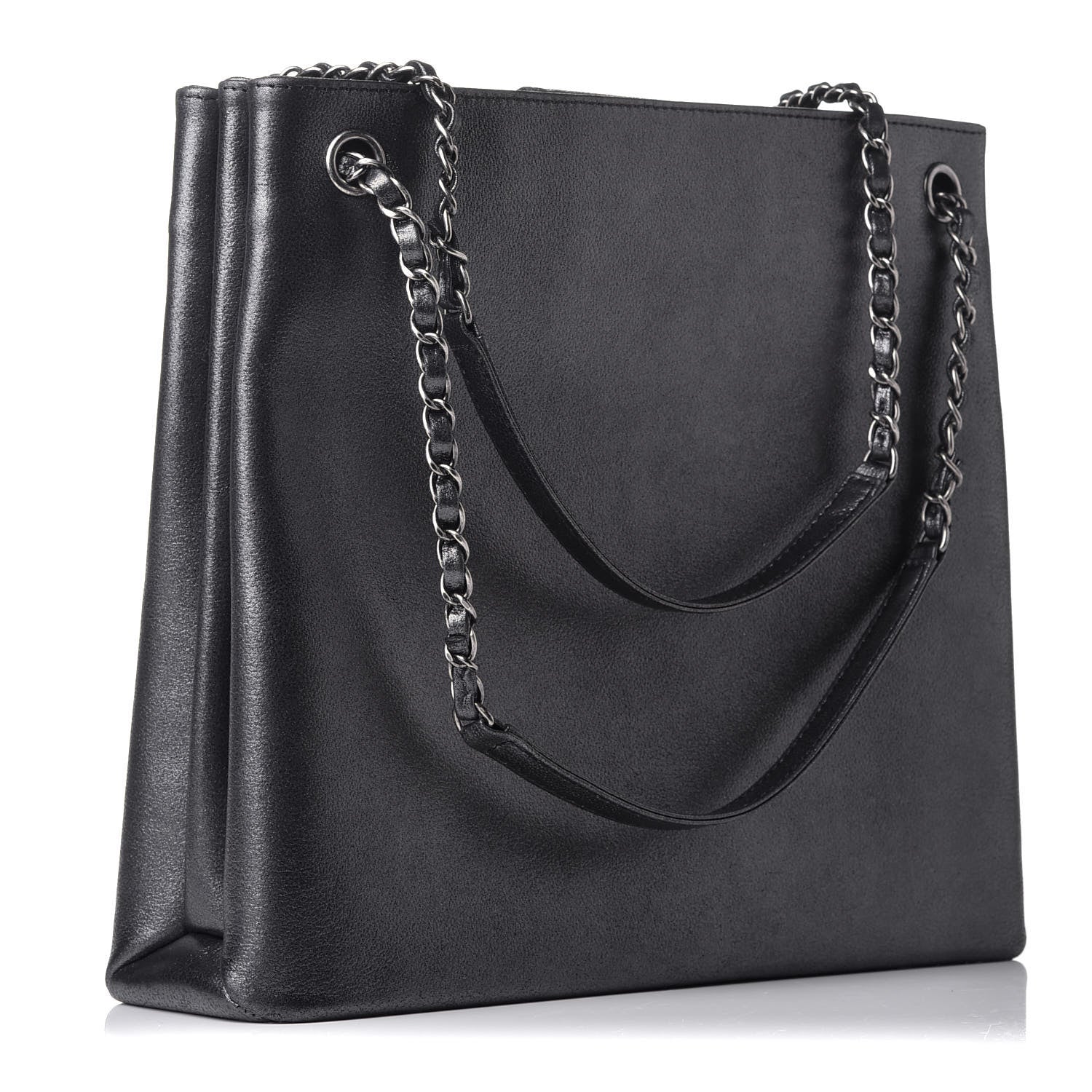 Chanel Calfskin CC Large North South Shopping Tote Black 3 of 8
