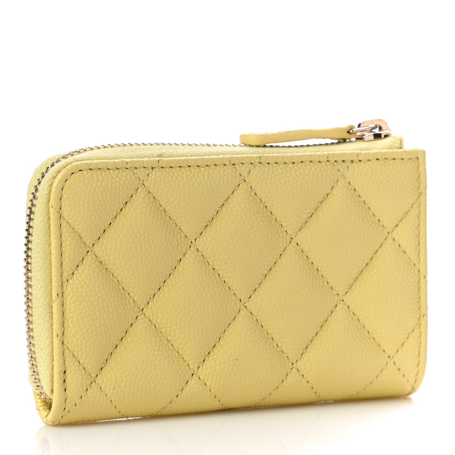 Caviar Quilted Zipped Key Holder Case Yellow