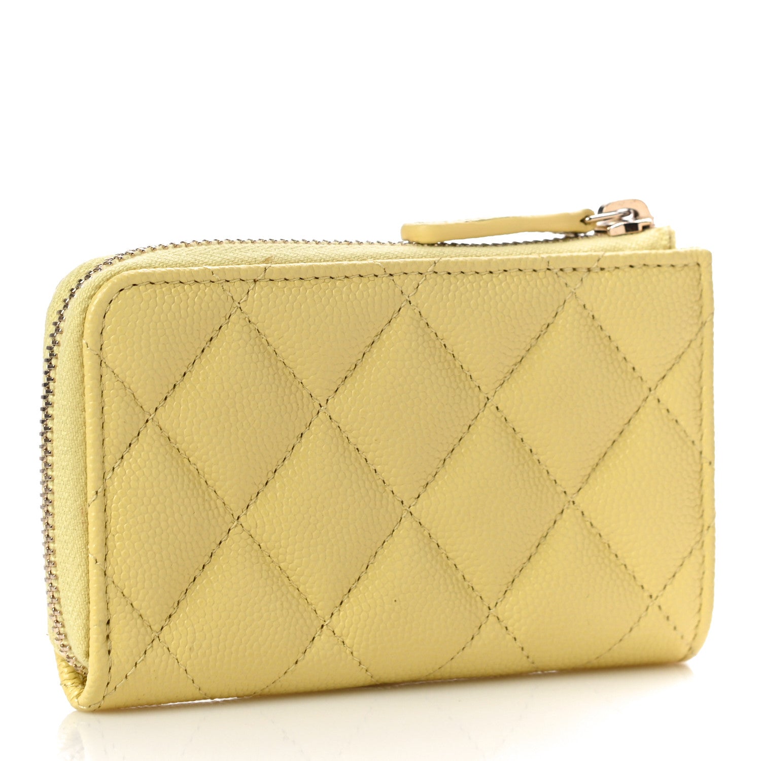 Chanel Caviar Quilted Zipped Key Holder Case Yellow 3 of 11