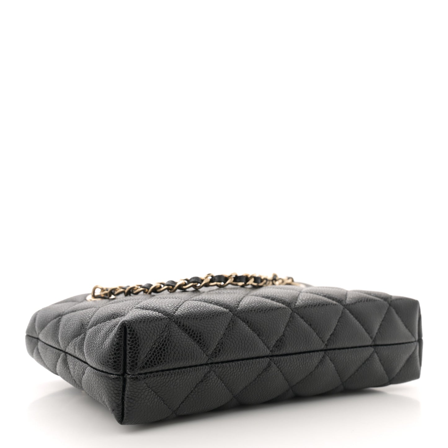 Caviar Quilted Classic Clutch Tote With Chain Black