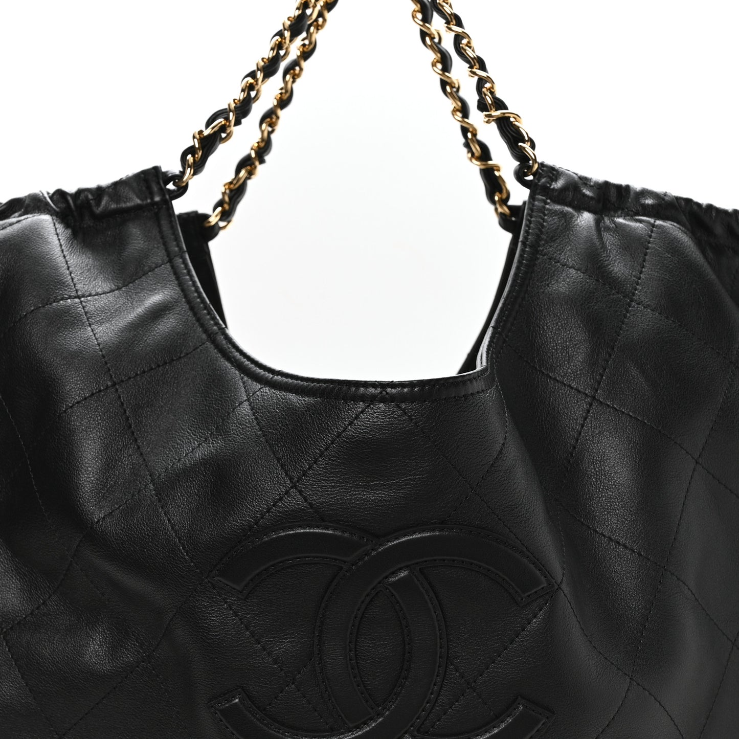 Lambskin Quilted Neo Cabas Shopping Tote Black