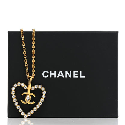 Chanel Crystal CC Heart Necklace Gold 6 of 6
