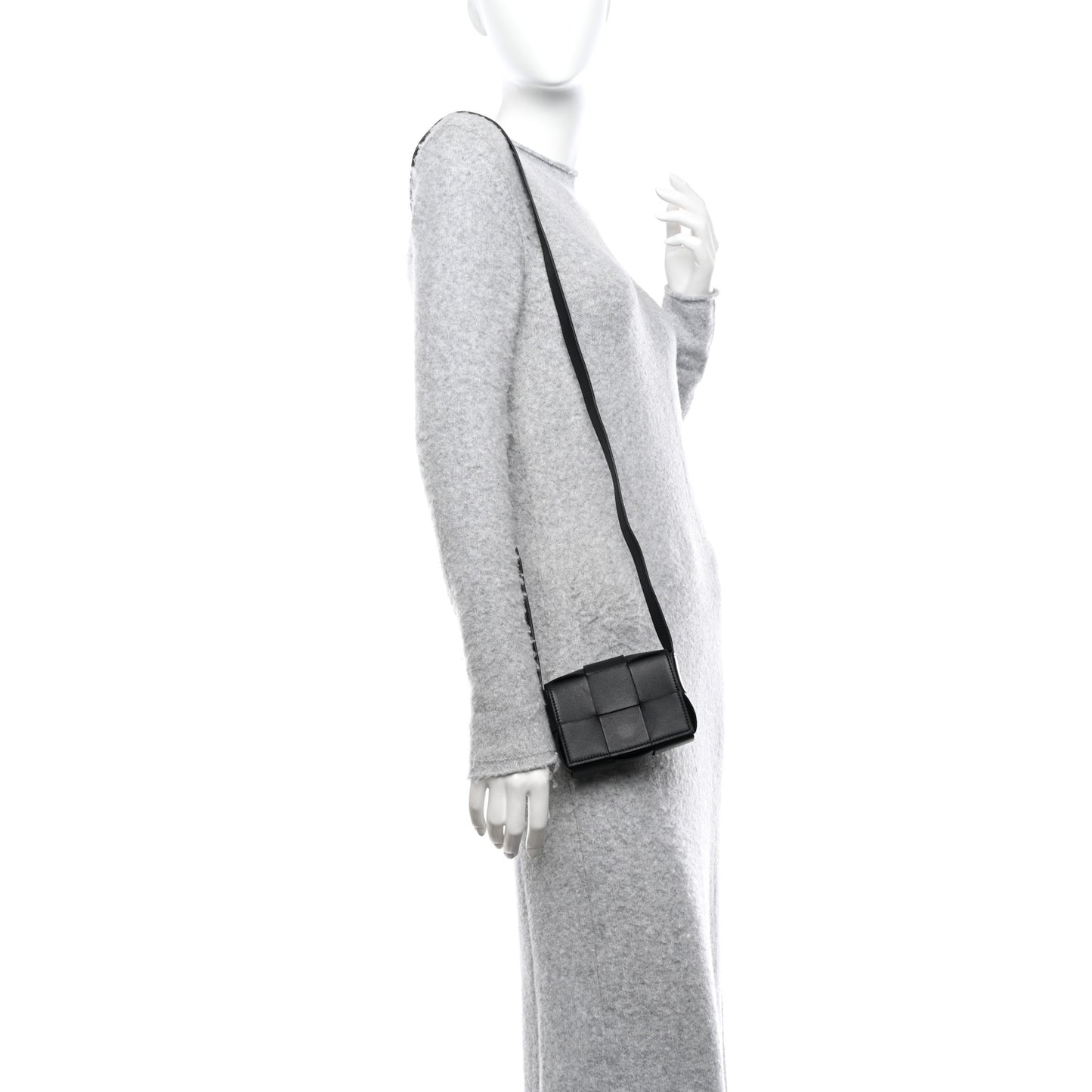Lambskin Maxi Intrecciato Extra Mini Cassette Crossbody Bag Black