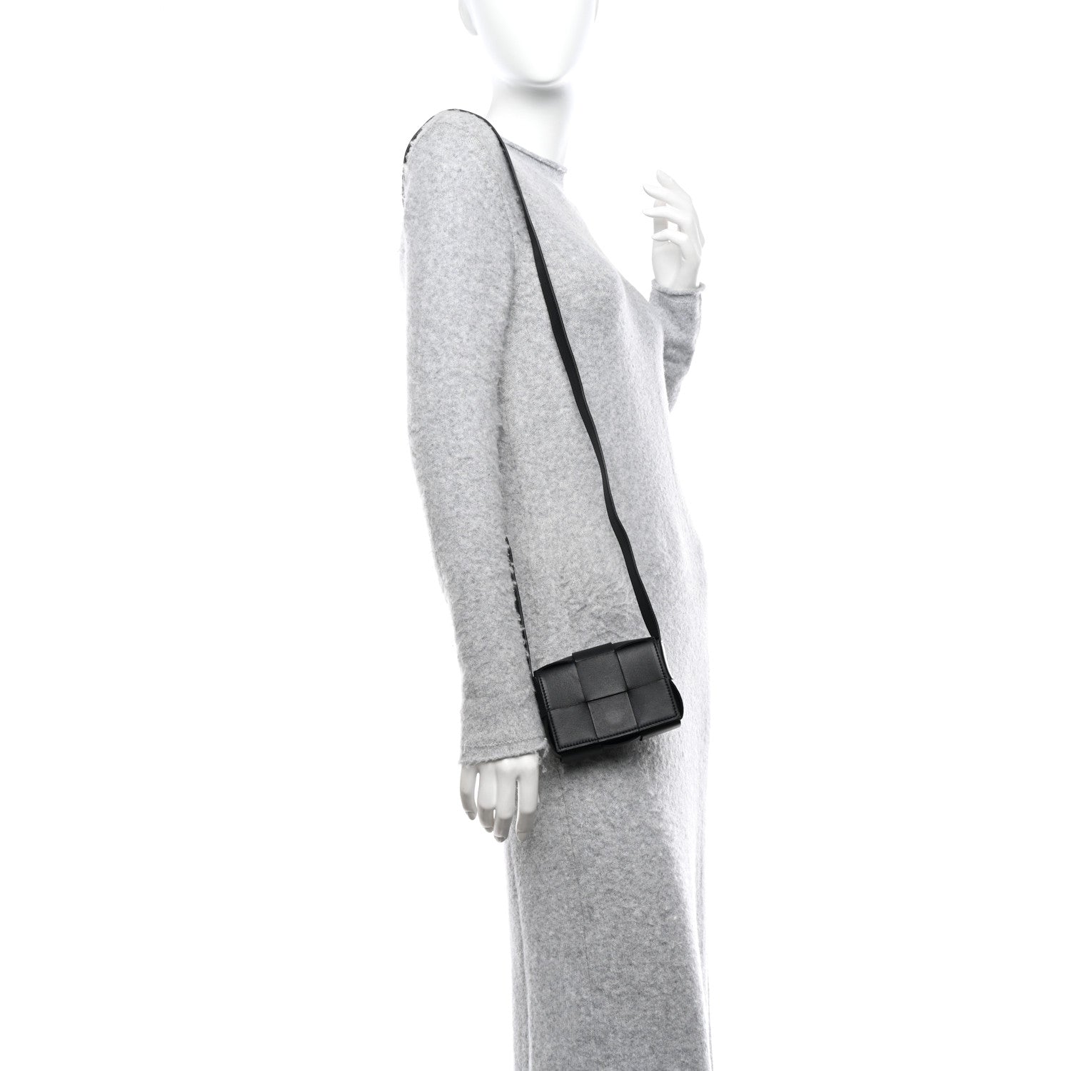 Bottega Veneta Lambskin Maxi Intrecciato Extra Mini Cassette Crossbody Bag Black 2 of 10