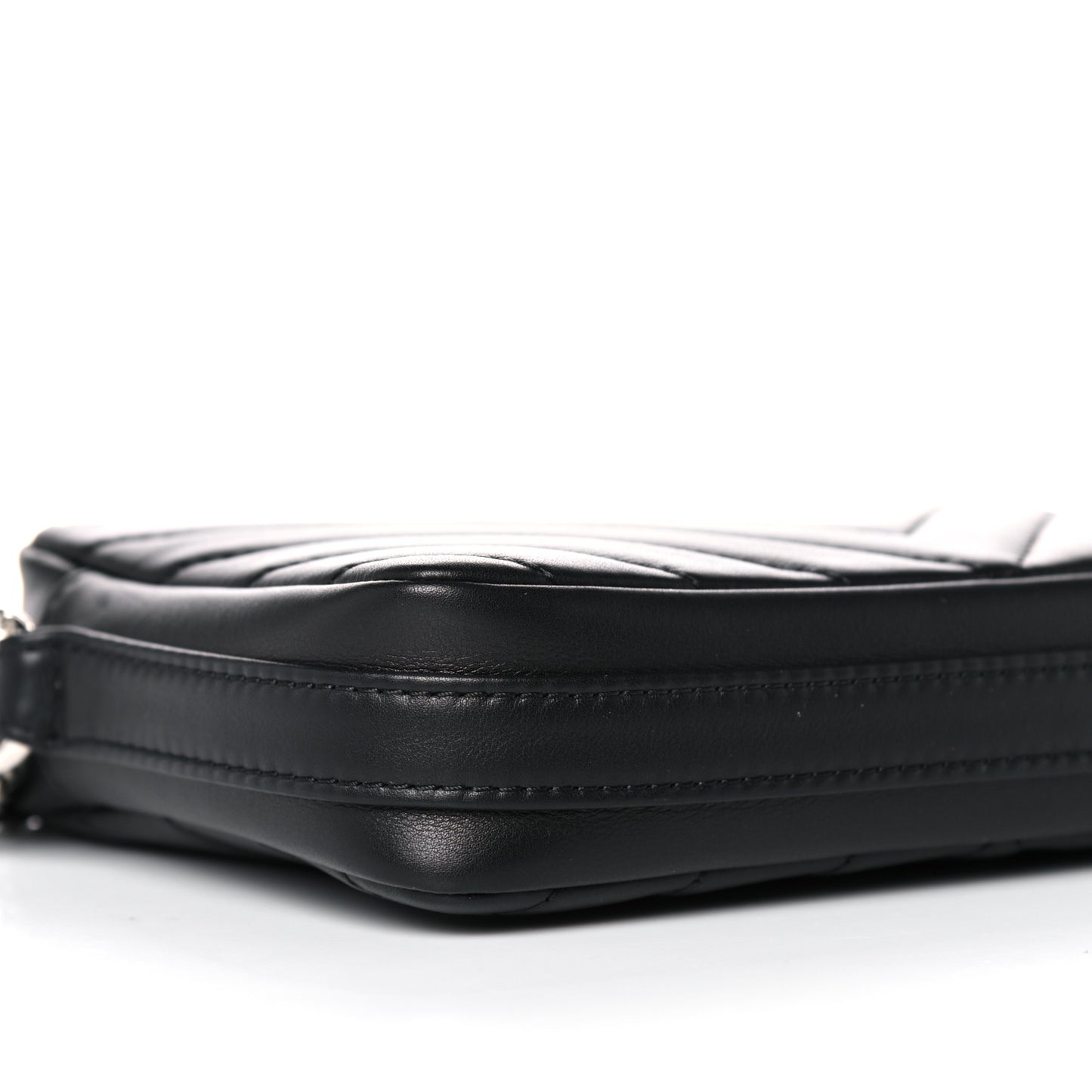 Lambskin Chevron Quilted Small Promenade Camera Black