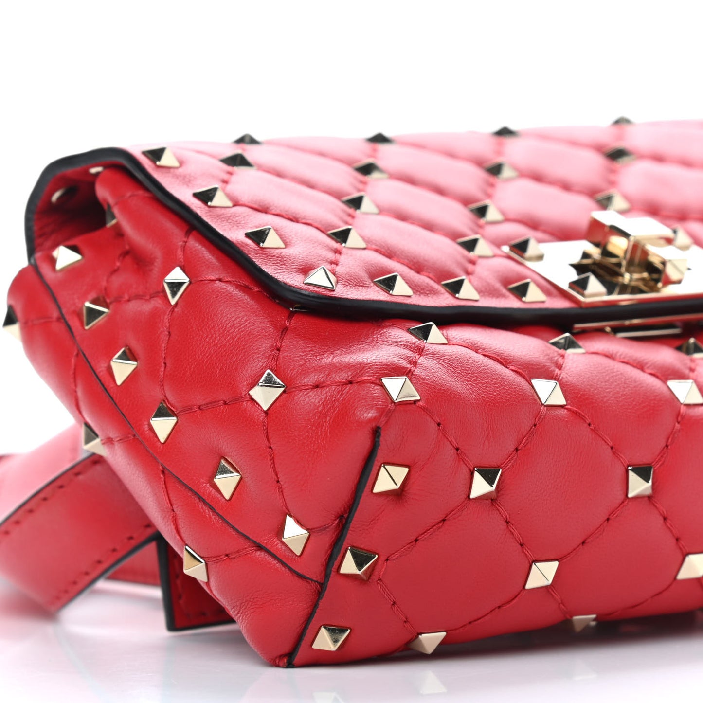 Nappa Rockstud Spike Belt Bag Rouge Pur