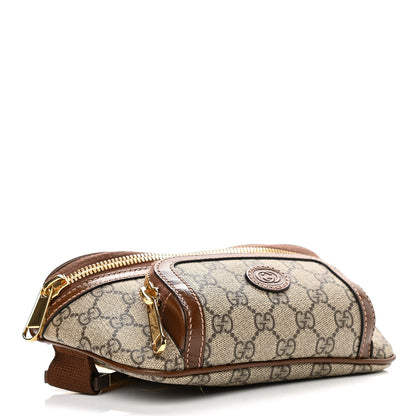 Gucci GG Supreme Monogram Textured Calfskin Retro Interlocking G Belt Bag Beige Ebony Brown Sugar 4 of 9