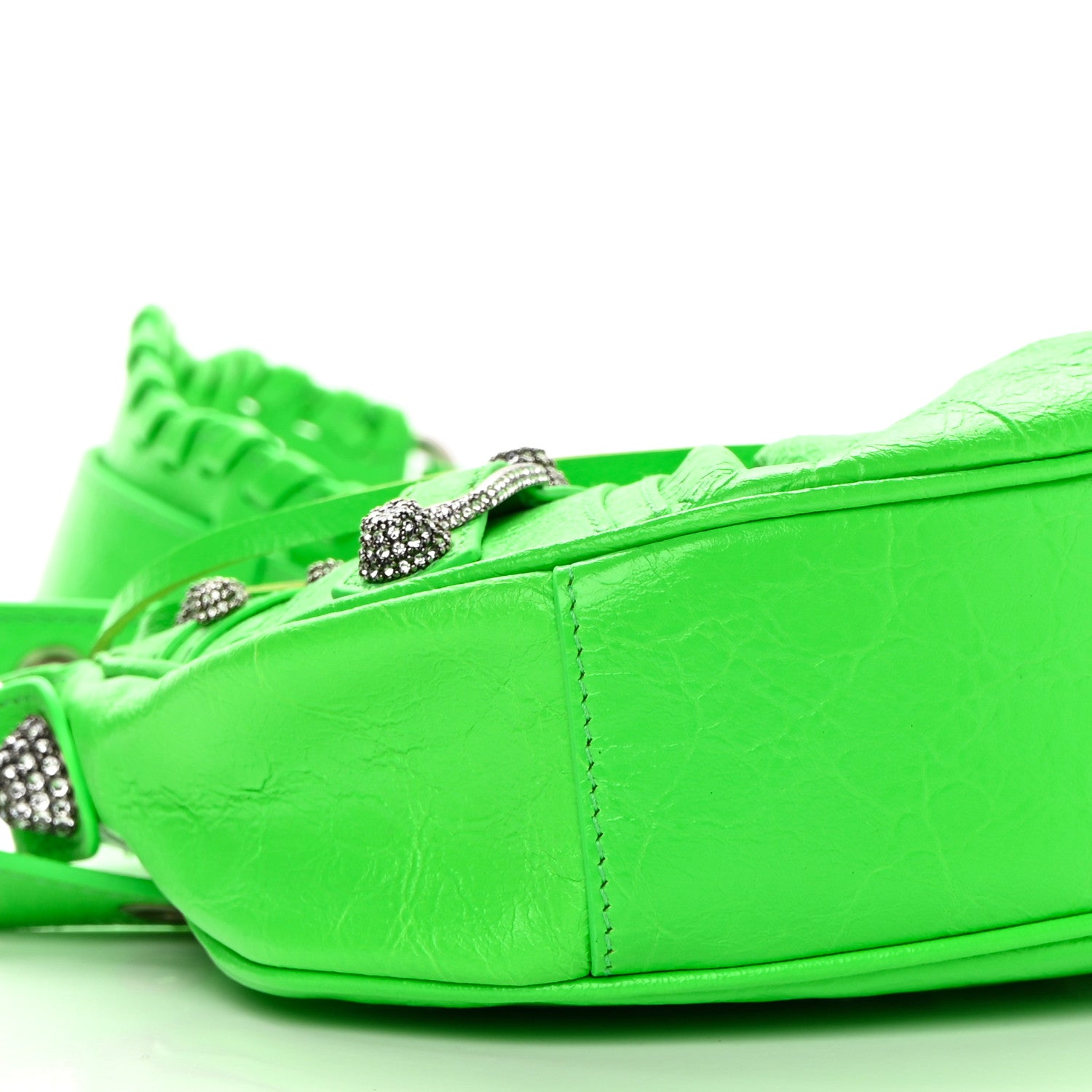 Balenciaga Agneau Arena Crystal Le Cagole Shoulder Bag XS Fluo Green 9 of 11